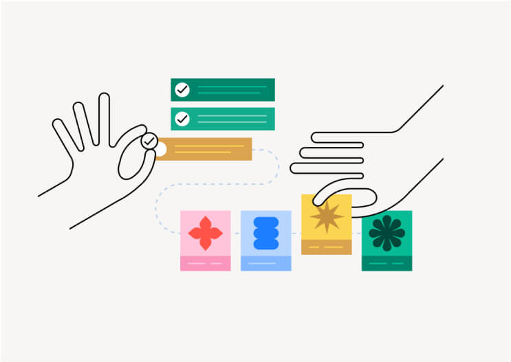 Illustration of people collaborating on something new.