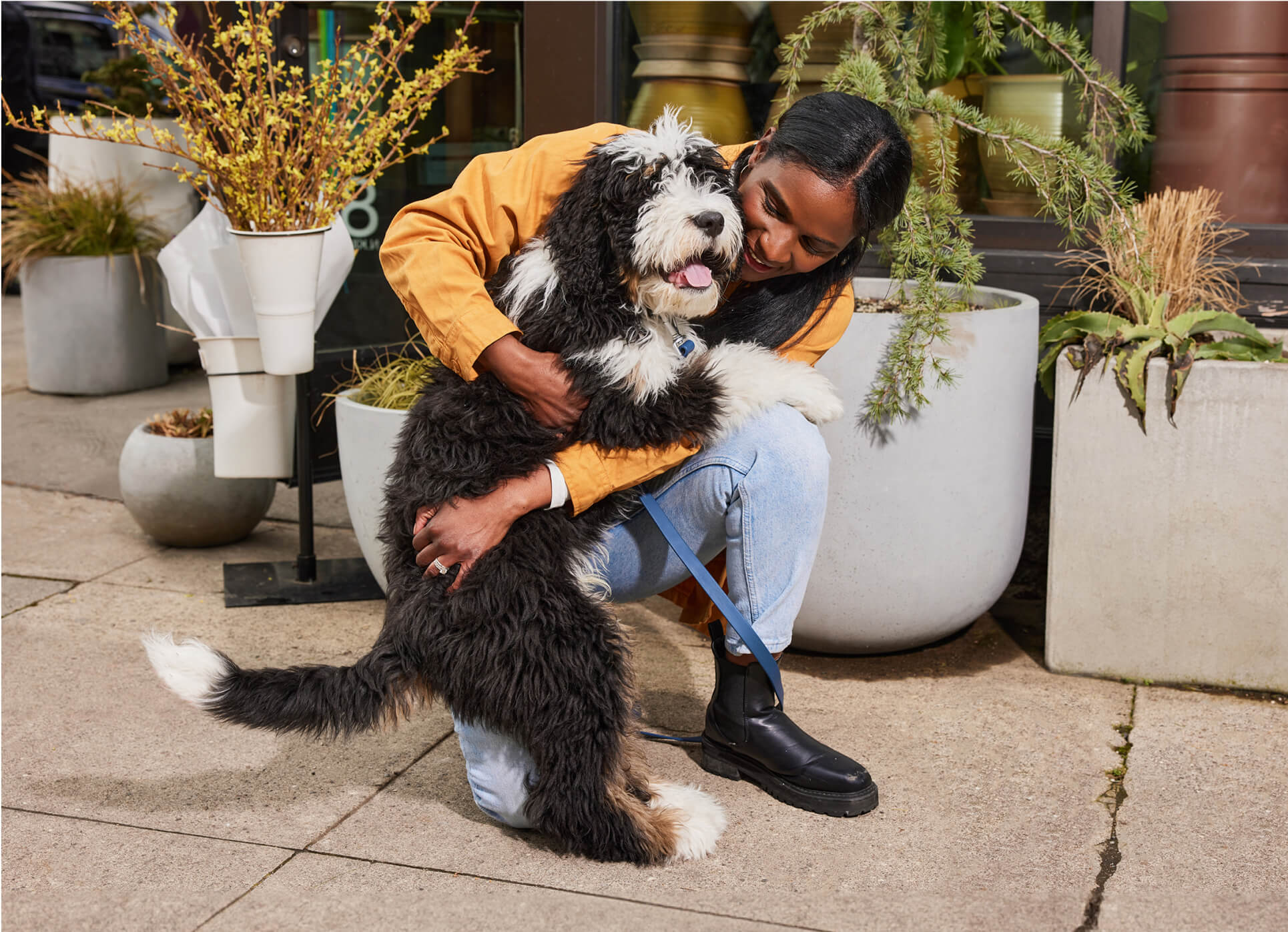Photo of pet parent with pet.