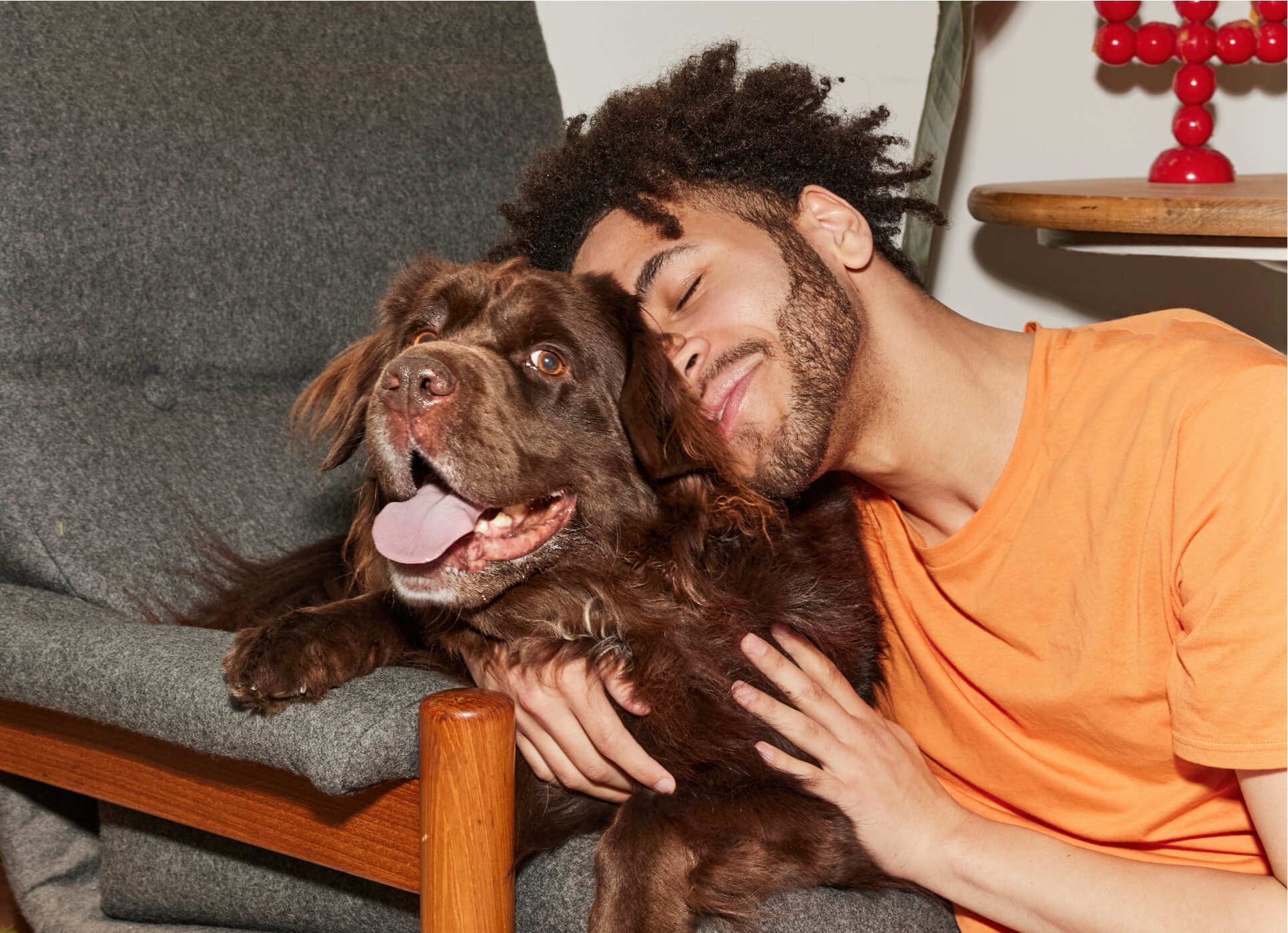Photo of pet parent with pet.