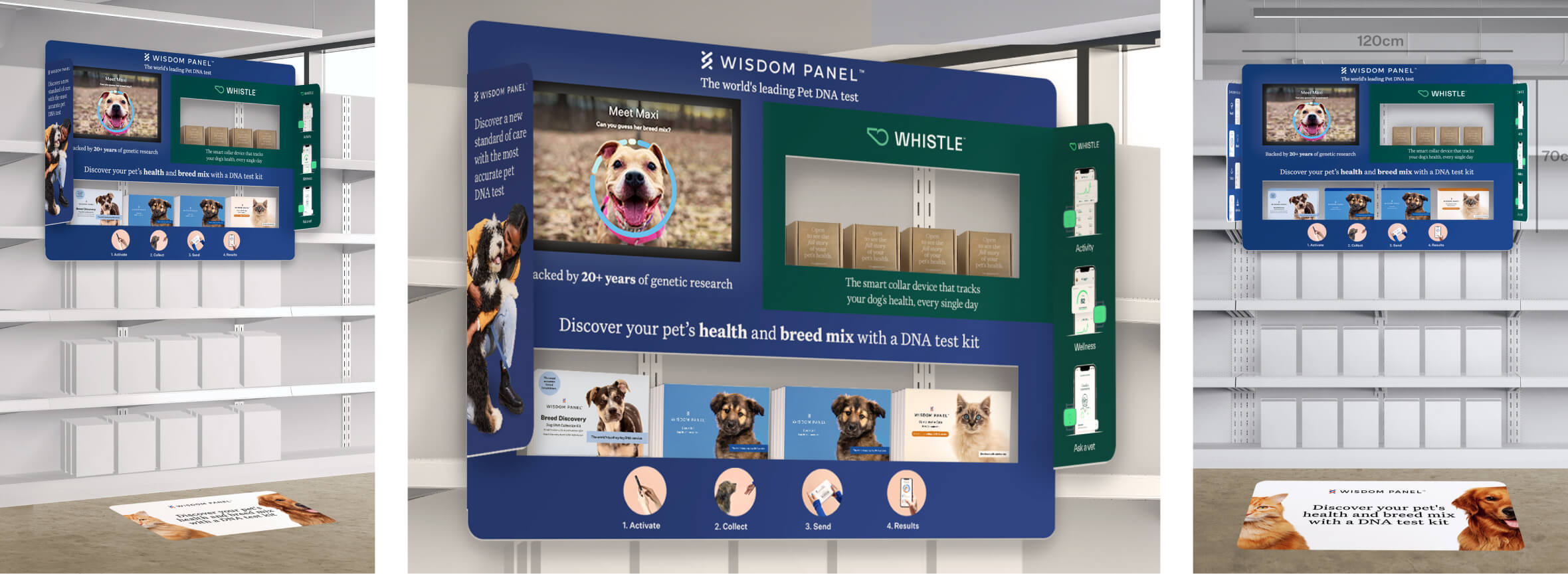 Aisle print display mockups for Wisdom Panel.